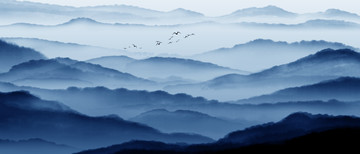 山水水墨远山禅意