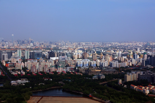 北京中央电视塔鸟瞰城市风光