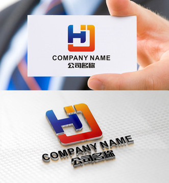 HJ字母LOGO JH标志设计