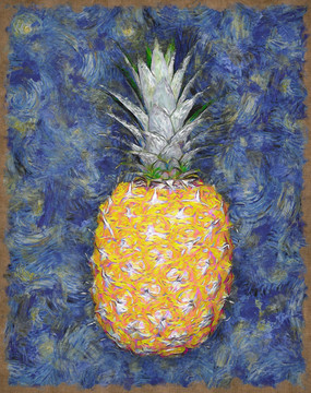油画菠萝