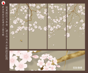 高清樱花树背景墙