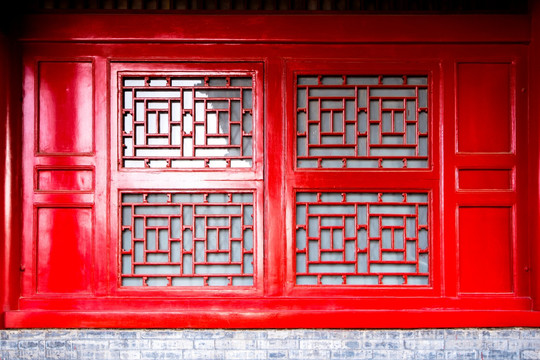中式古建镂空木窗