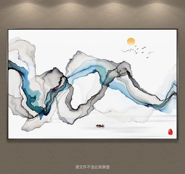 水墨背景装饰画 抽象意境水墨画