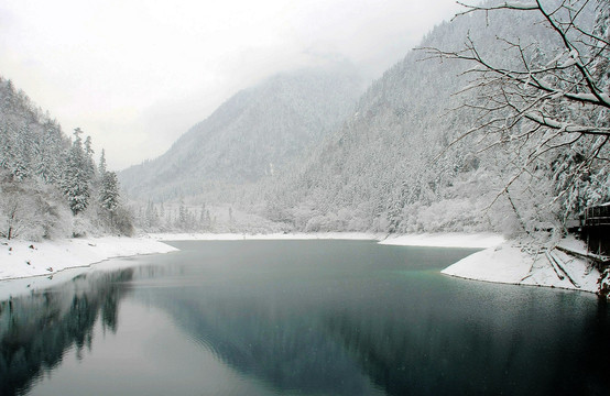 九寨沟 雪景 雪山