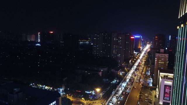 航拍西安东二环城市夜景