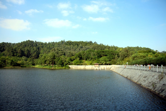 水库大坝 青山绿水