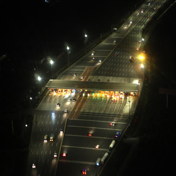 高速公路 收费站 夜景 俯瞰