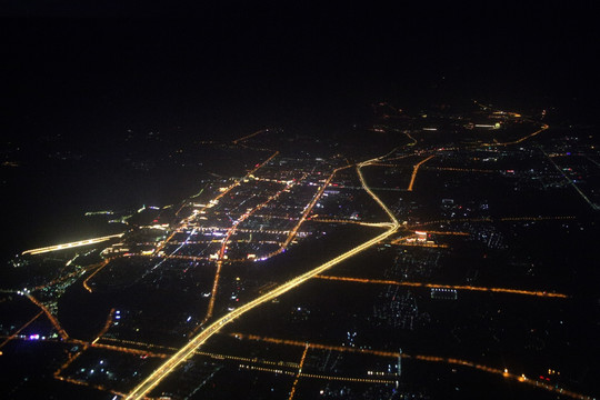 都市夜空 城市灯火 俯瞰