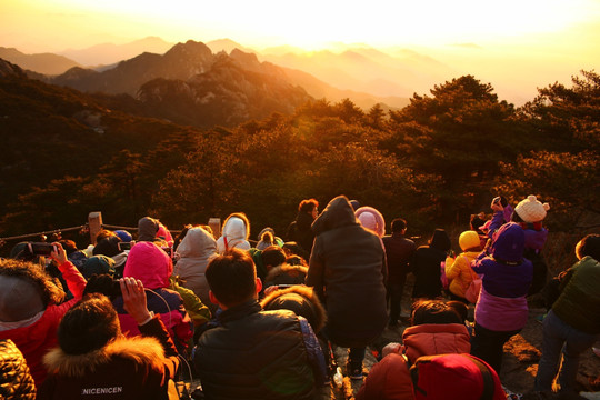 黄山看落日