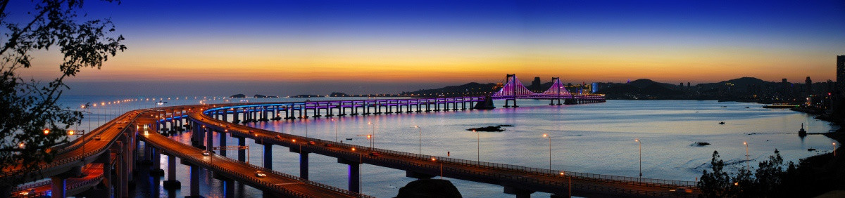 大连跨海大桥夜色全景图