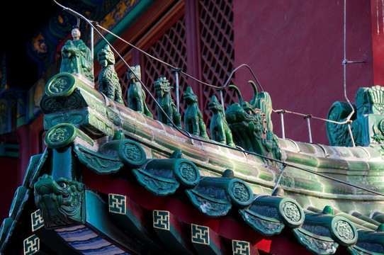 北京地坛公园 垂脊上的仙人走兽