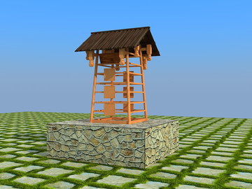 村庄路标园林小品景观模型3d