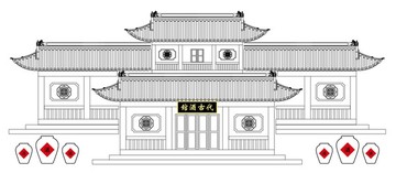 古代建筑酒楼酒馆白描线框图