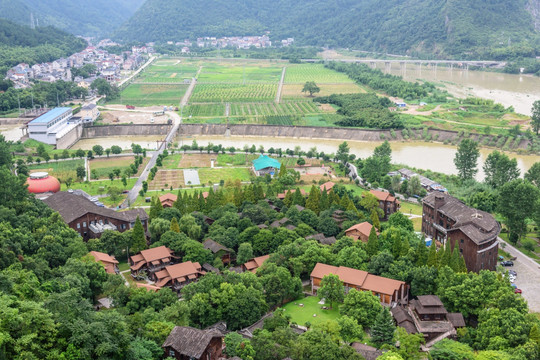 俯瞰灯笼乡村家园