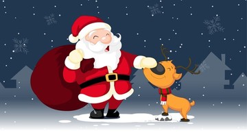 圣诞老人和小麋鹿 插画