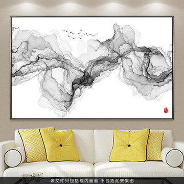 水墨背景水墨挂画 禅境水墨