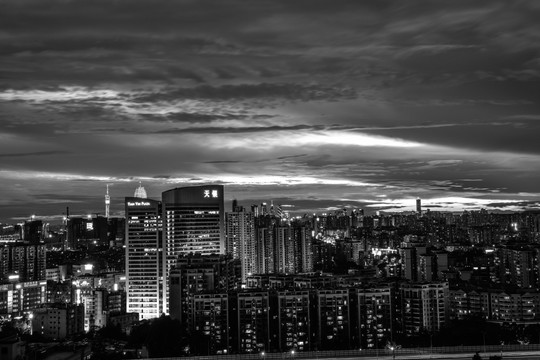 黑白城市建筑夜景