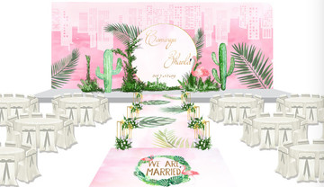 粉绿色小清新婚礼效果图