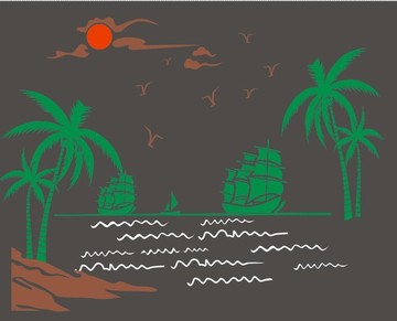 椰子树 船