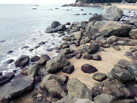 石头 海边岩石 海滩