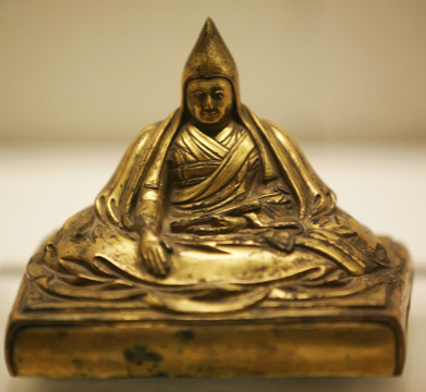 达赖五世坐像 铜流金 清代
