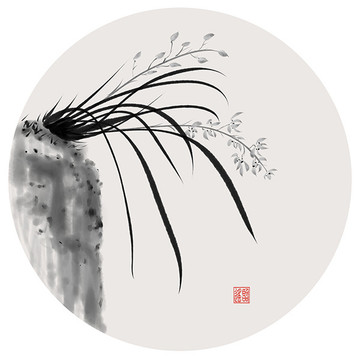 水墨蕙兰兰花装饰画