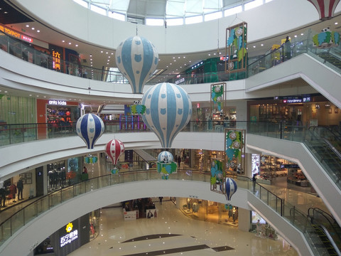 悬空气球 商场走廊