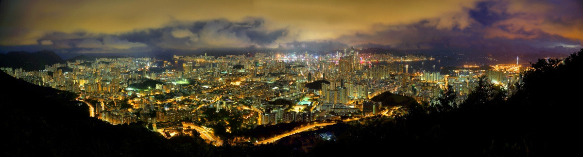 香港笔架山夜景全景图