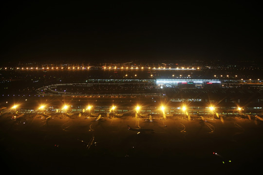 上海浦东机场 夜景 全景 俯瞰