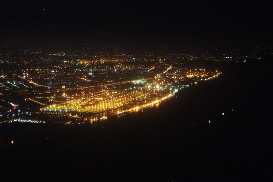 上海浦东 城市夜景 俯瞰