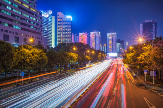 深圳深南东路 罗湖商圈夜景