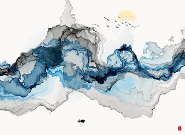 抽象意境水墨壁画 水墨挂画