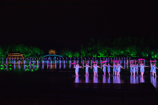 西湖夜景 水上舞蹈表演 G20