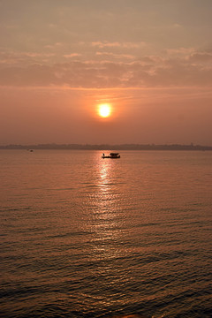 大海 朝霞 日出 海洋 彩云