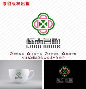 D字母X标志装饰logo