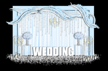 合影区 婚礼设计 白蓝色
