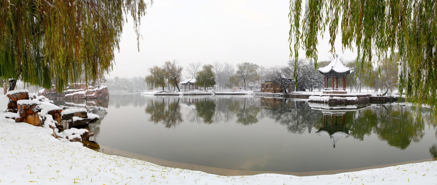 公园雪景