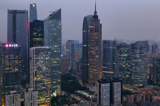 广州城市建筑风光夜景