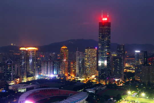 广州城市建筑风光夜景