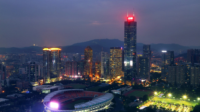 广州城市建筑风光夜景