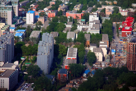 北京中央电视塔鸟瞰城市风光