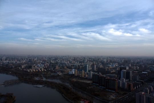 北京中央电视塔鸟瞰城市风光