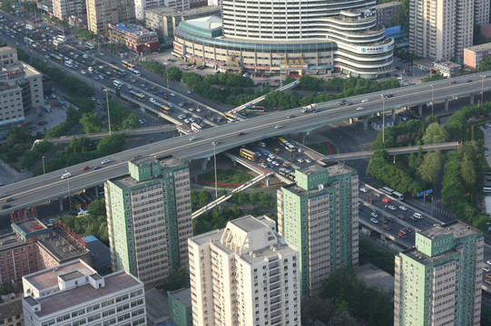 北京中央电视塔鸟瞰城市风光