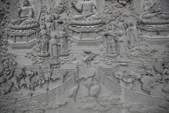 东方三圣 佛祖浮雕