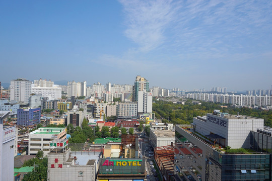 韩国水原城市风光 日景 俯拍