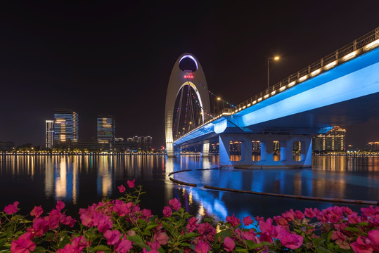 广州猎德大桥风光夜景
