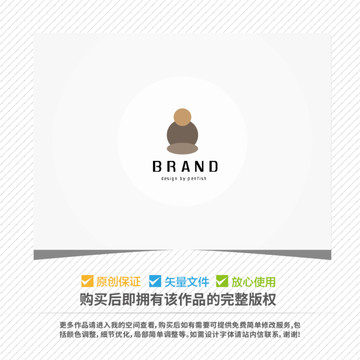 椭圆形组合坐禅人形LOGO