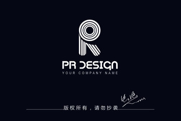字母PR条纹logo