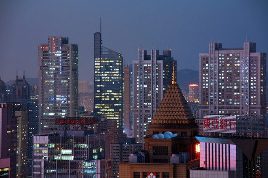 南京新街口城市建筑夜景