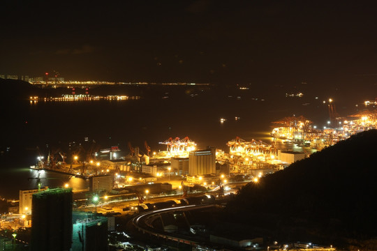 深圳湾城市夜色蛇口港